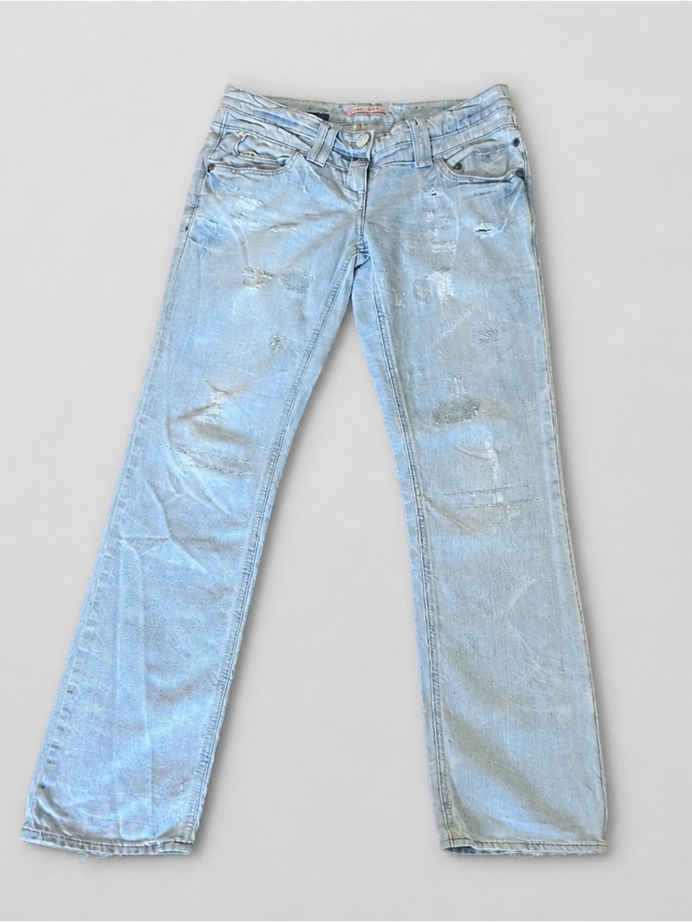 Hand Crafted Light Blue Straight-Leg Jeans